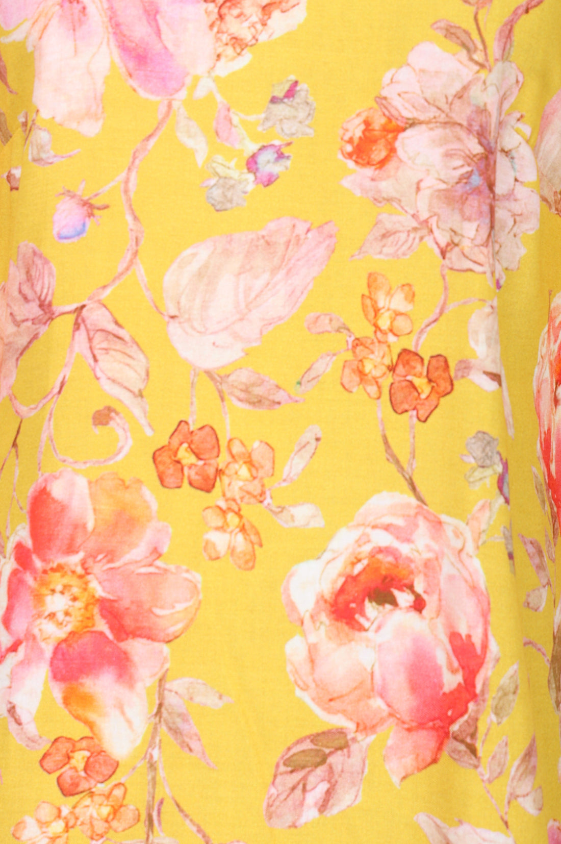 Mustard Floral Printed Rayon Straight Kurta