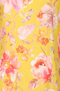 Mustard Floral Printed Rayon Straight Kurta
