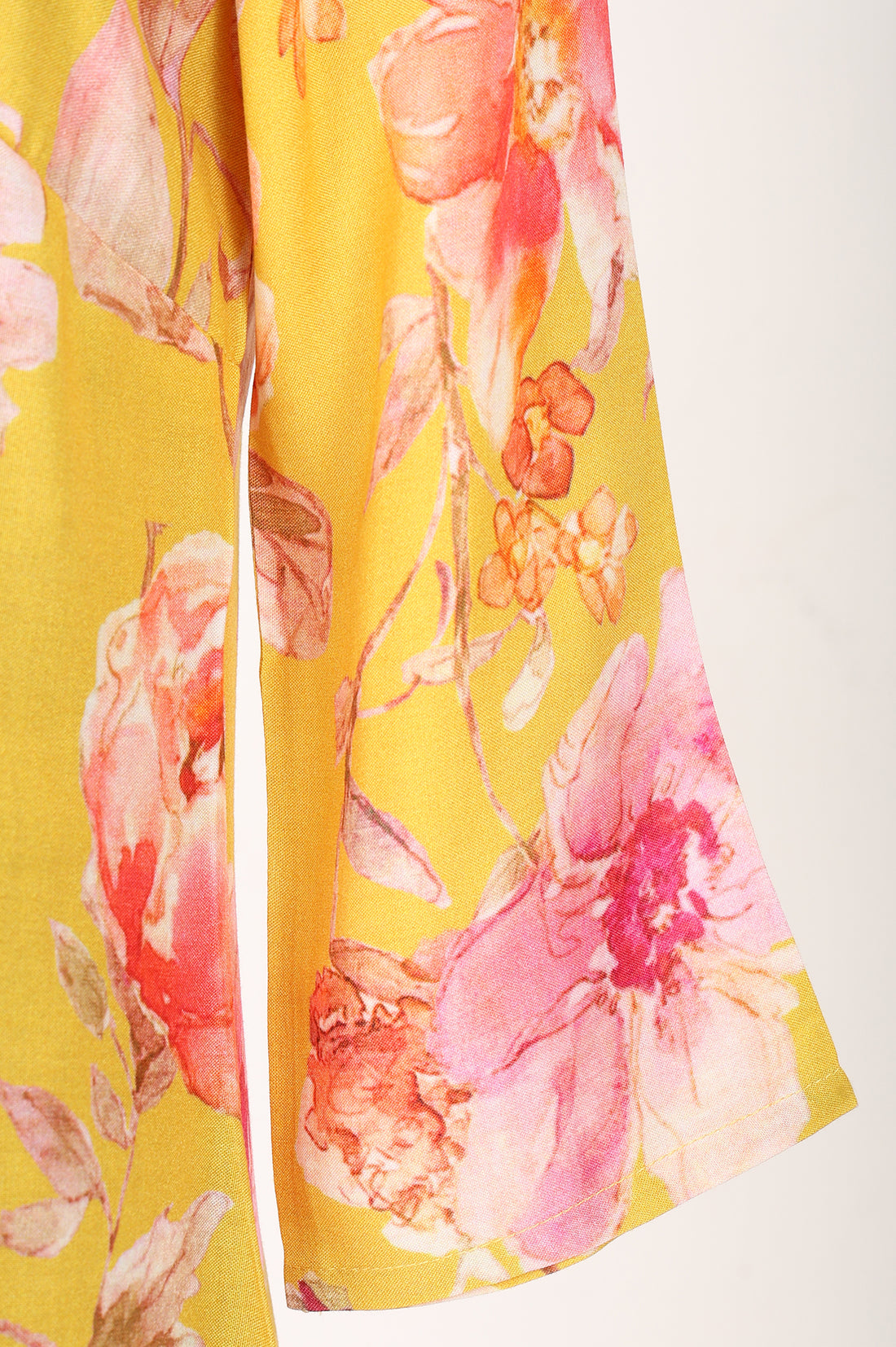 Mustard Floral Printed Rayon Straight Kurta