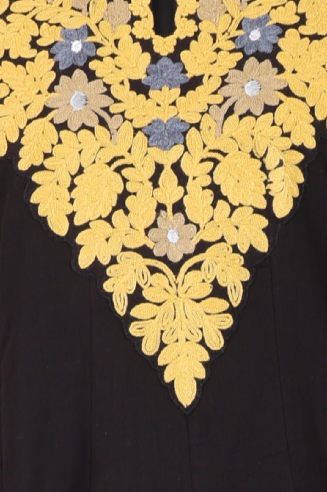 Black Embroidered Pure Cotton Flared Kurta