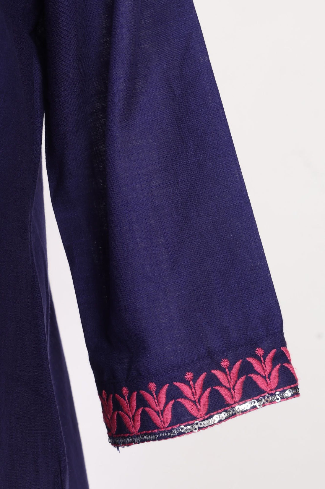 Purple Embroidered Pure Cotton Flared Kurta