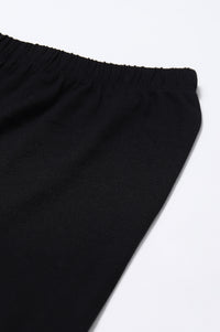 Black Solid Plain Skinny Cotton Churidar