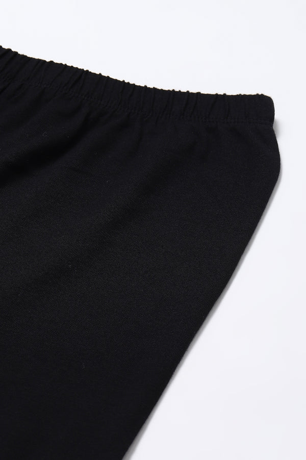 Black Solid Plain Skinny Cotton Churidar