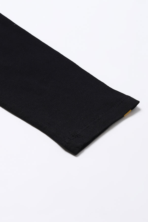 Black Solid Plain Skinny Cotton Churidar