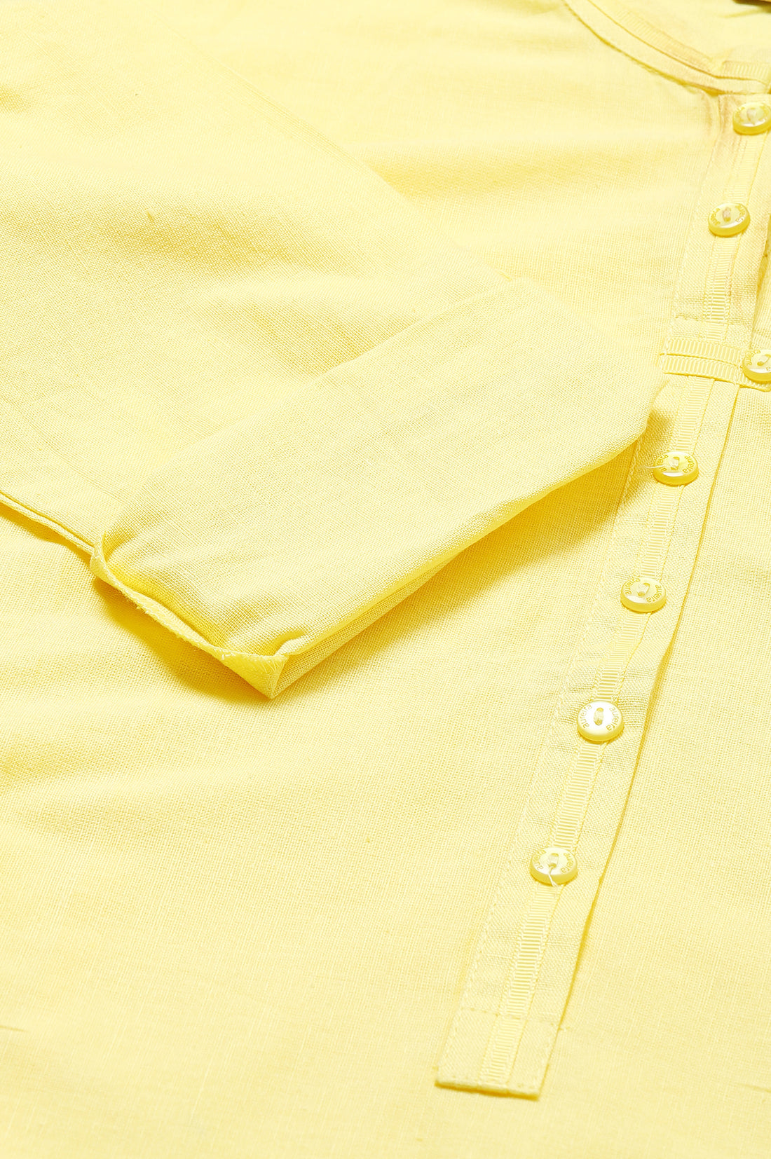 Yellow Mandarin Neck Solid kurta