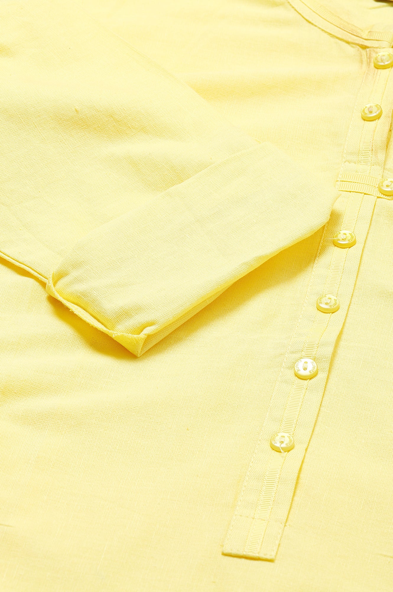 Yellow Mandarin Neck Solid kurta