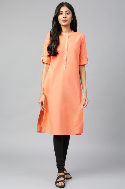 Coral Mandarin Neck Basic kurta