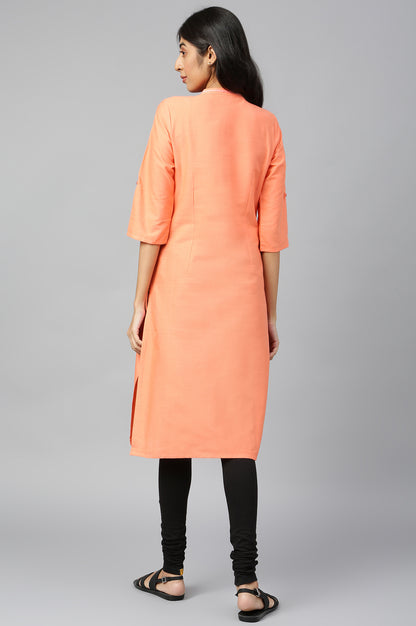 Coral Mandarin Neck Basic kurta