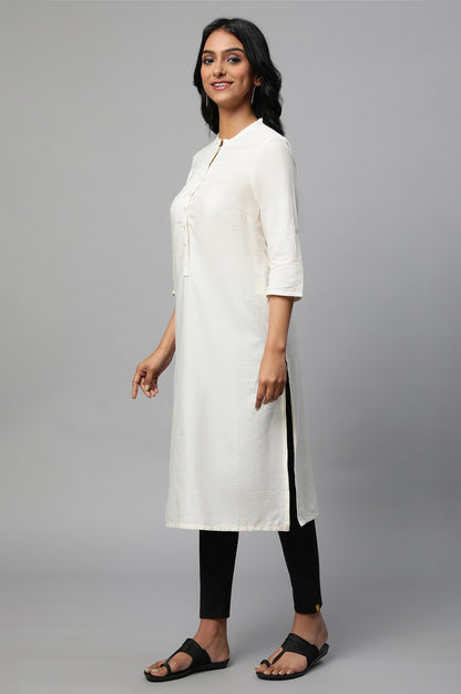 Ivory Mandarin Neck Basic kurta