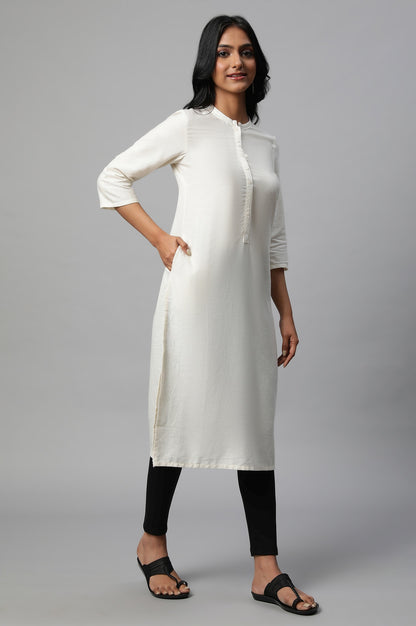 Ivory Mandarin Neck Basic kurta