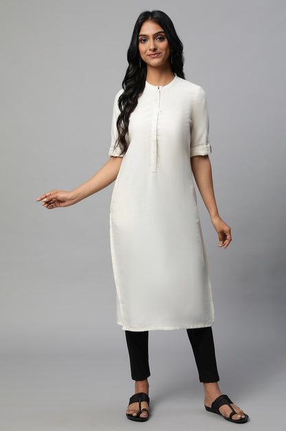 Ivory Mandarin Neck Basic kurta