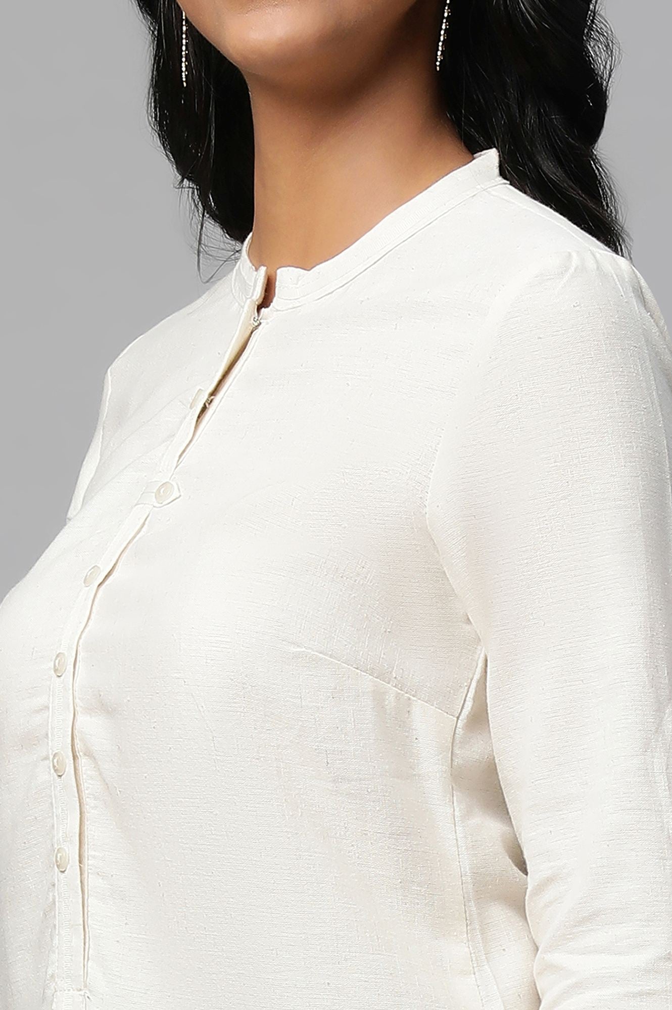 Ivory Mandarin Neck Basic kurta