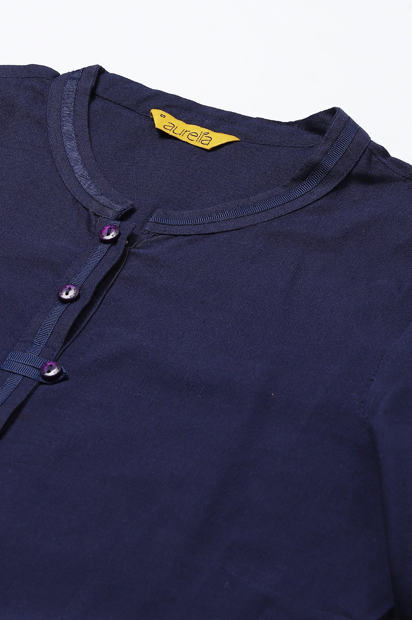 Navy Blue Mandarin Neck Basic kurta