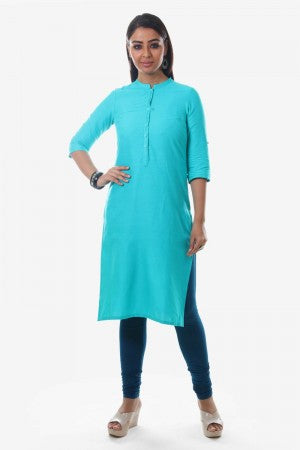 Blue & Off-White Printed Round Neck kurta