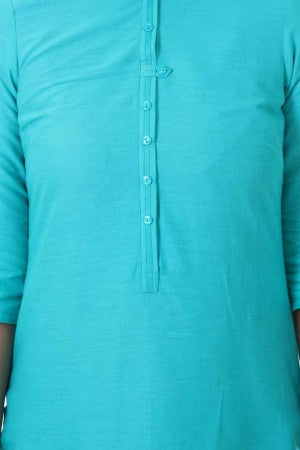 Blue & Off-White Printed Round Neck kurta