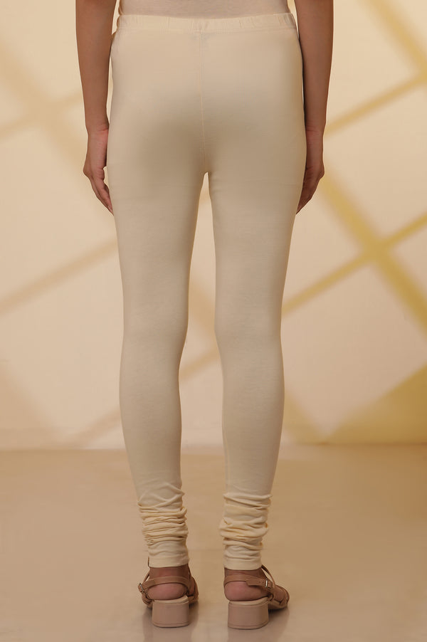 Beige Zari Pure Cotton Straight Kurta and Churidar Set