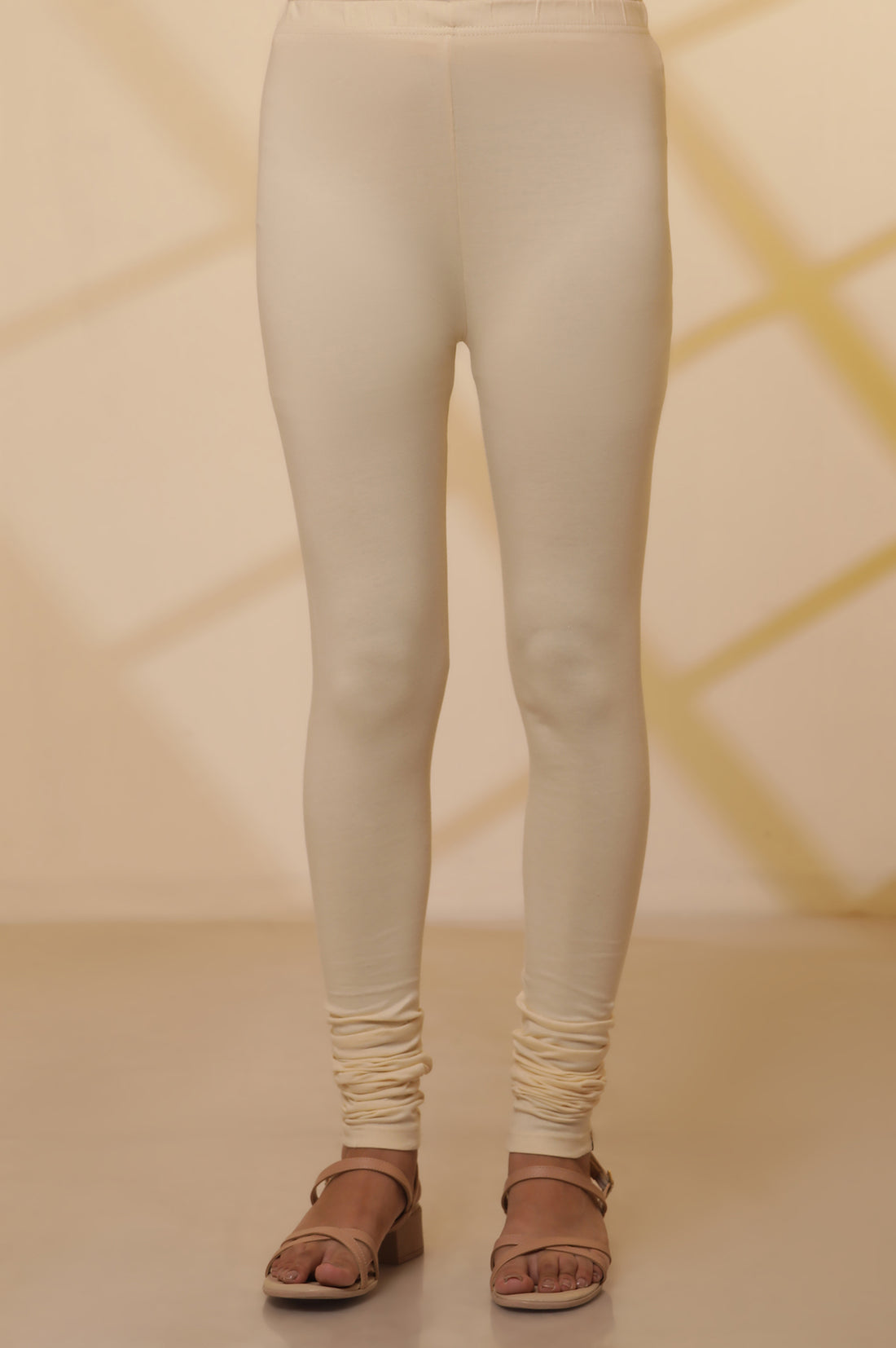 Beige Zari Pure Cotton Straight Kurta and Churidar Set