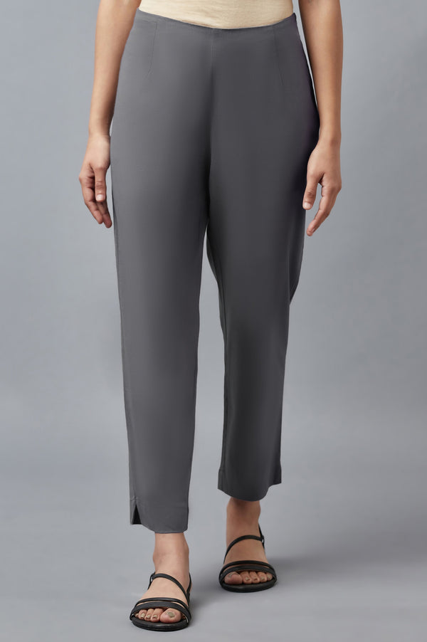 Grey Solid Trousers