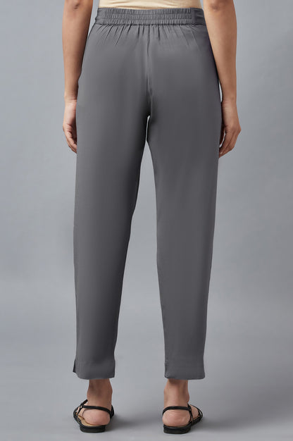 Grey Solid Trousers