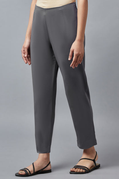 Grey Solid Trousers