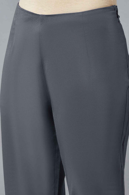 Grey Solid Trousers