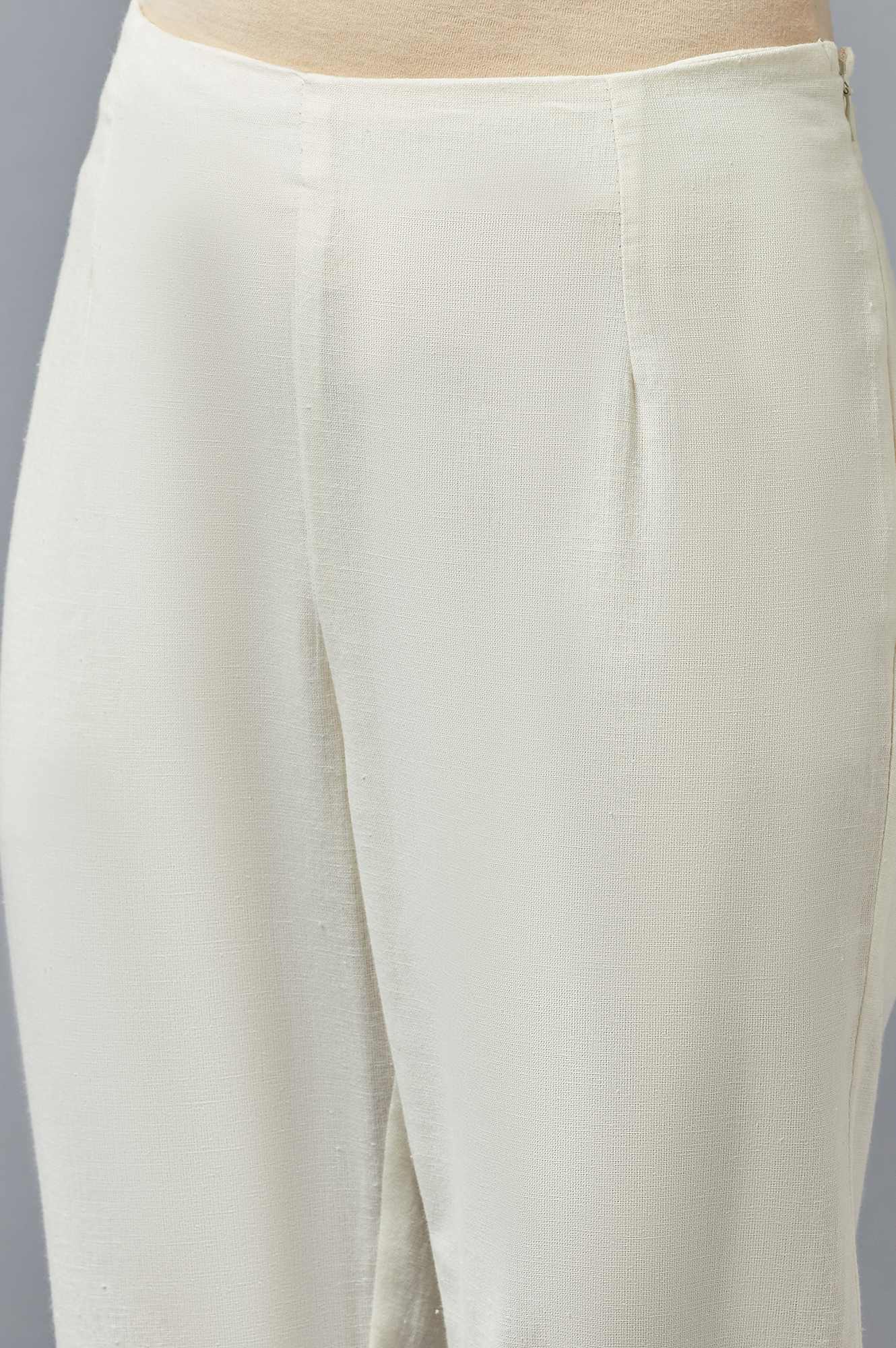 White Solid Trousers