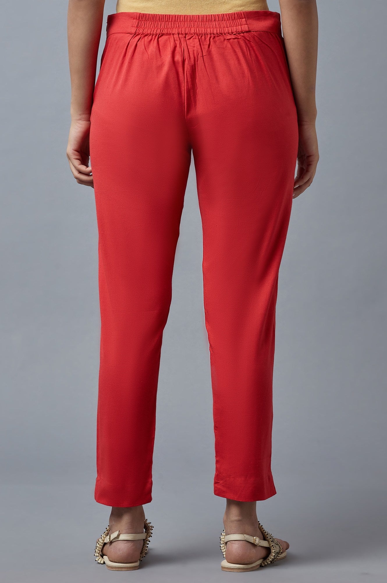 Red Solid Trousers