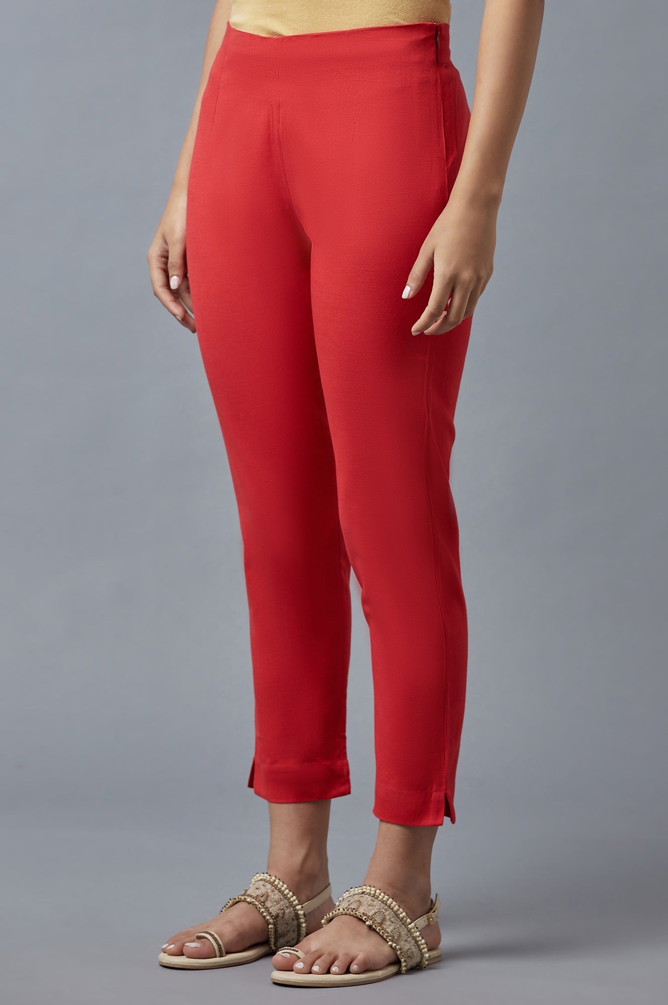 Red Solid Trousers