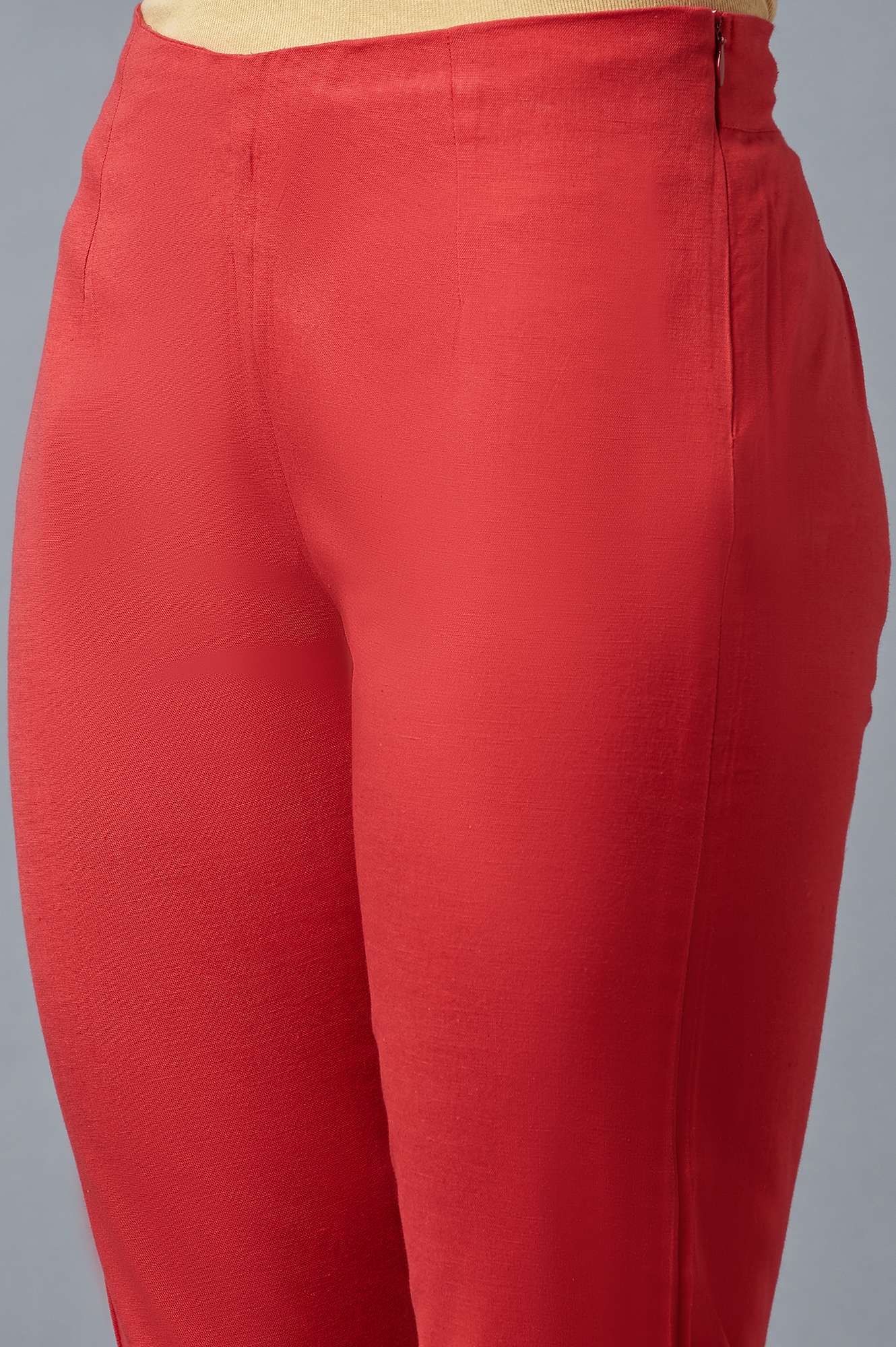 Red Solid Trousers