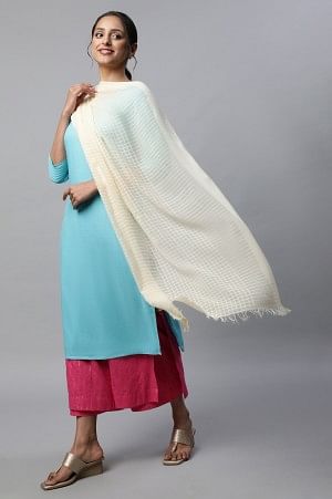 Beige Cotton Yarn Dyed Dupatta