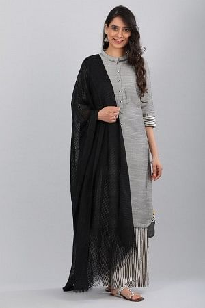 Black Solid Dupatta