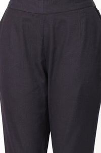 Black Straight Fit Ankle Length Mid Rise Trousers