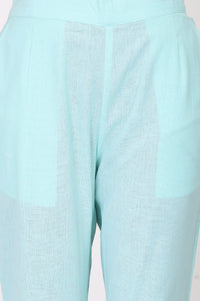 Mint Green Straight Fit Ankle Length Mid Rise Trousers