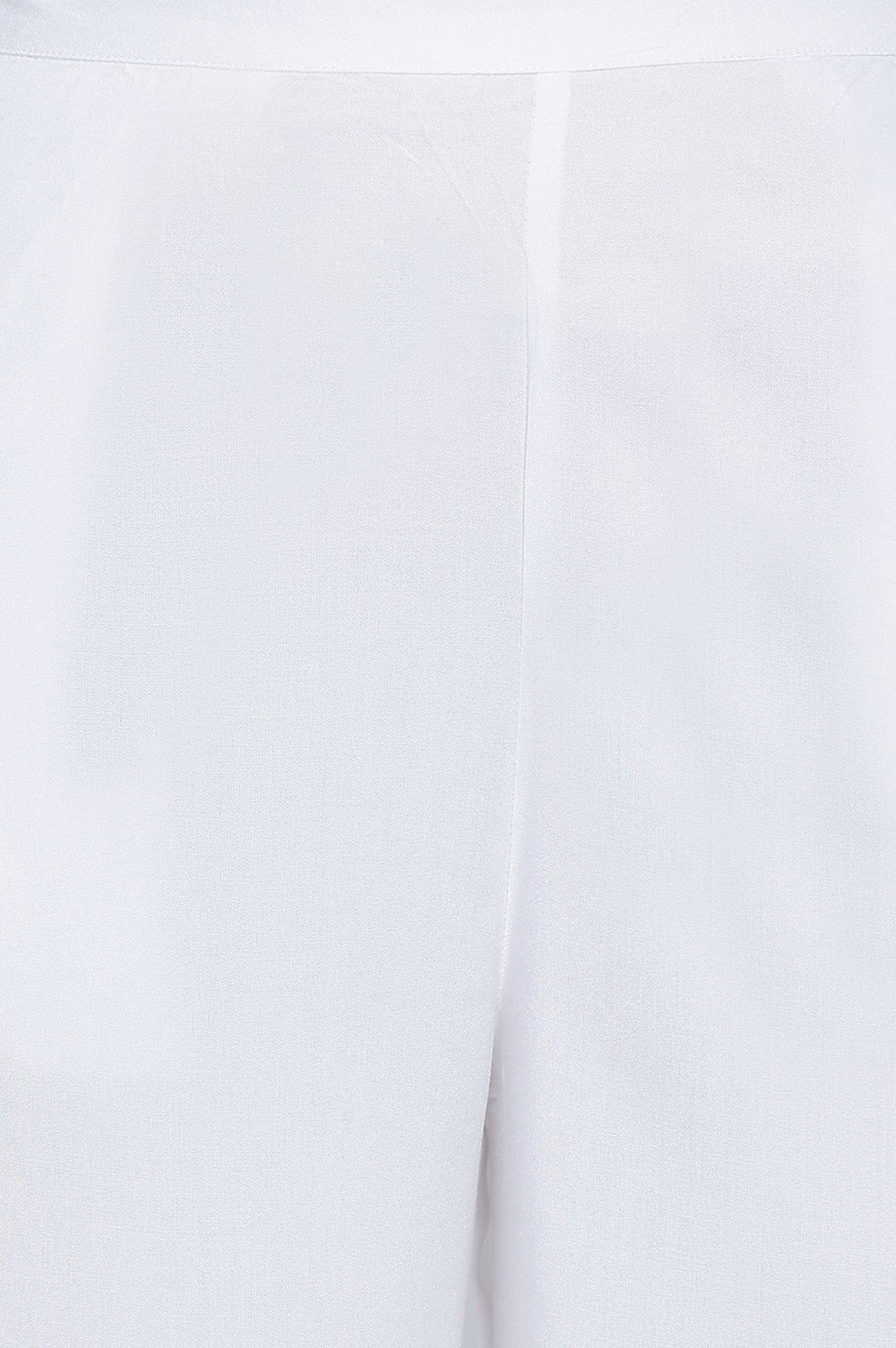 White Solid Rayon Palazzos in Ankle Length