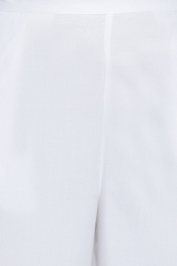 White Solid Rayon Palazzos in Ankle Length