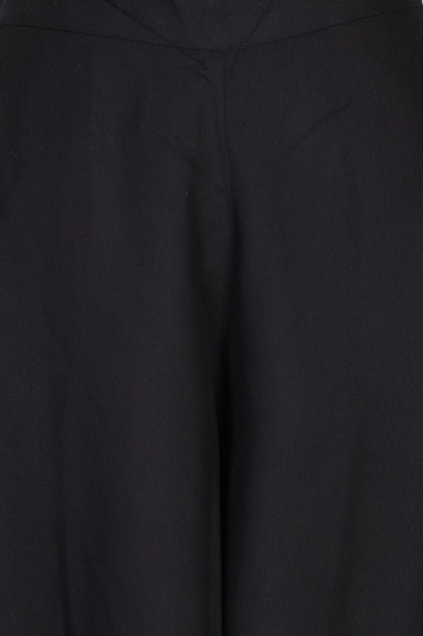 Elleven Women's Black Solid Rayon Wide Leg Cullotes