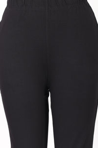 Black Slim Fit Ankle Length Mid Rise Trousers