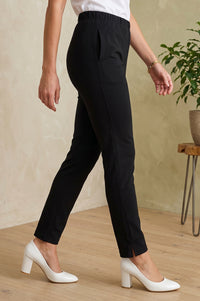 Black Slim Fit Ankle Length Mid Rise Trousers