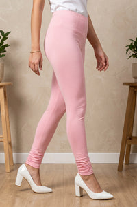Pink Skinny Fit Ankle Length Mid Rise Leggings