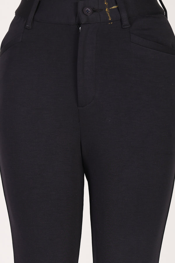 Black Slim Fit Ankle Length Trousers