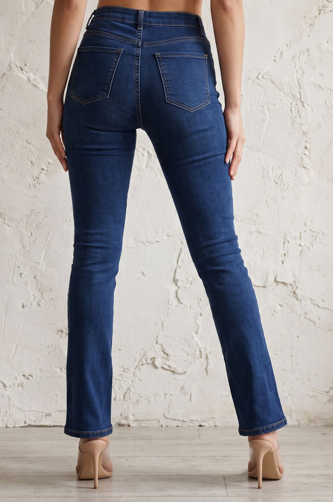 Blue Solid Denim Lycra Straight Fit Ankle Length Jeans