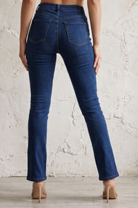 Blue Solid Denim Lycra Straight Fit Ankle Length Jeans