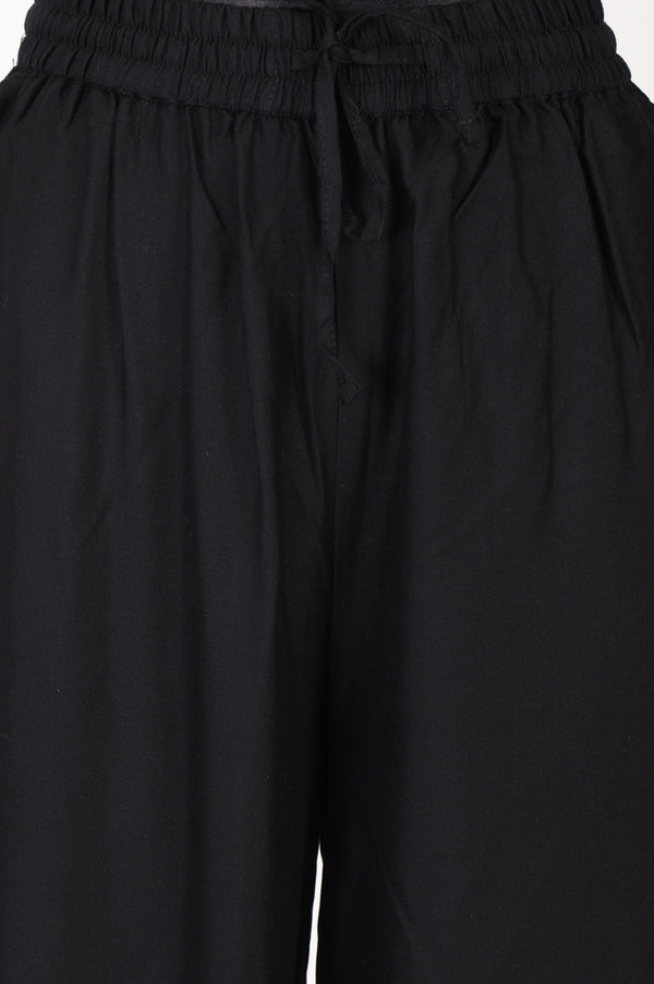 Black Mid Rise Ankle Length Jogger Pants