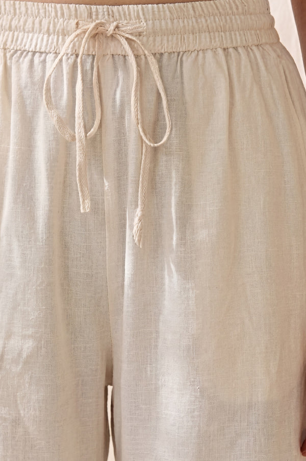 Off White Solid Rayon Relaxed Fit Ankle Length Harem Pants