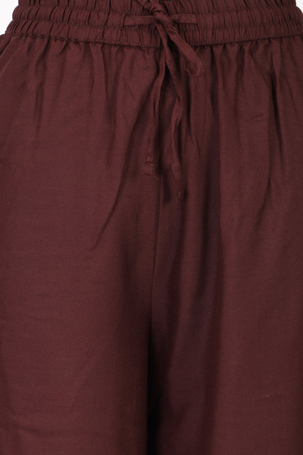 Maroon Mid Rise Ankle Length Jogger Pants