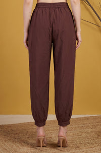 Maroon Mid Rise Ankle Length Jogger Pants