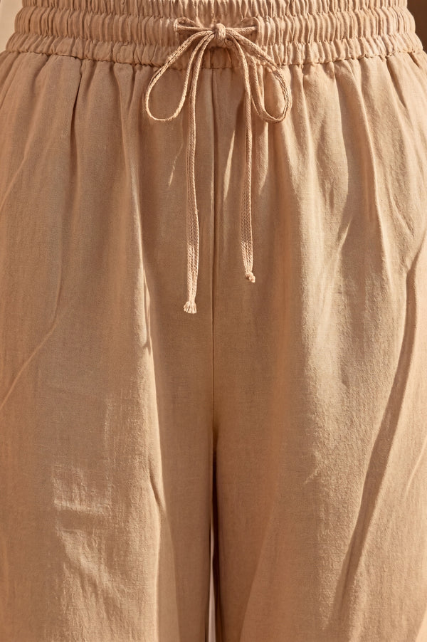 Gold Solid Rayon Relaxed Fit Ankle Length Harem Pants