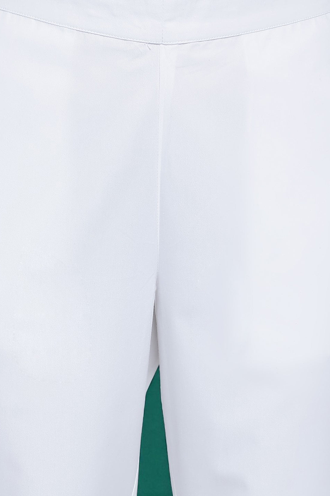 White Solid Heavy Poplin Trousers in Ankle Length