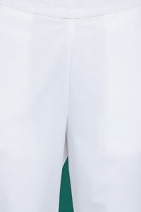 White Solid Heavy Poplin Trousers in Ankle Length
