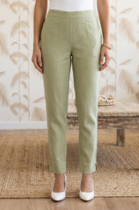 Olive Slim Fit Ankle Length Mid Rise Trousers